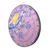 Illustreerde gele vogel op een roze achtergrond dartbord (Voorkant Rechts)
