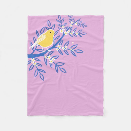 Illustreerde gele vogel op een roze achtergrond fleece deken (Voorkant)