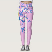 Illustreerde gele vogel op een roze achtergrond leggings (Voorkant)