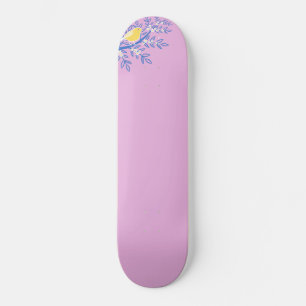 Illustreerde gele vogel op een roze achtergrond persoonlijk skateboard