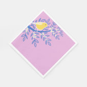 Illustreerde gele vogel op een roze achtergrond servet (Hoek)