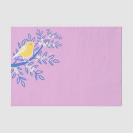 Illustreerde gele vogel op een roze achtergrond tissuepapier
