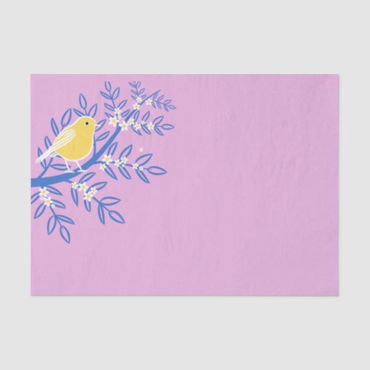 Illustreerde gele vogel op een roze achtergrond tissuepapier (Voorkant)