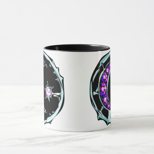 Illustreerde gemstone crescent maan en ster. mok (Midden)