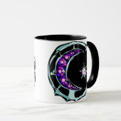 Illustreerde gemstone crescent maan en ster. mok (Voorkant rechts)