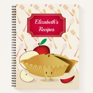 Illustreerde glimlachende Apple Pie Name Recipe Notitieboek