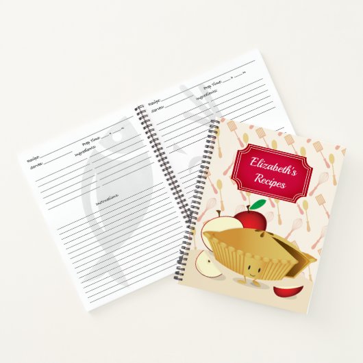Illustreerde glimlachende Apple Pie Name Recipe Notitieboek (Binnen)