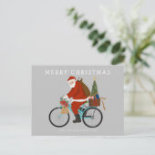 Illustreerde Kerstman die een aangepaste fietskleu Feestdagenkaart (Staand voorkant)