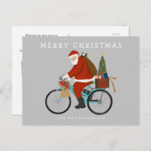 Illustreerde Kerstman die een aangepaste fietskleu Feestdagenkaart (Voorkant / Achterkant)