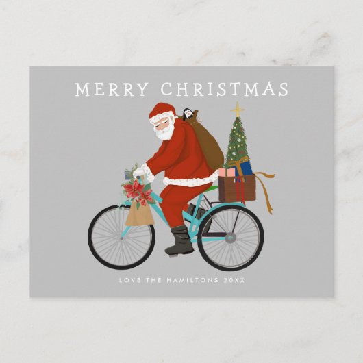 Illustreerde Kerstman die een aangepaste fietskleu Feestdagenkaart (Voorkant)