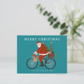 Illustreerde Kerstman die een aangepaste fietskleu Feestdagenkaart (Staand voorkant)