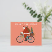 Illustreerde Kerstman die een aangepaste fietskleu Feestdagenkaart (Staand voorkant)