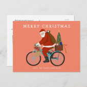 Illustreerde Kerstman die een aangepaste fietskleu Feestdagenkaart (Voorkant / Achterkant)