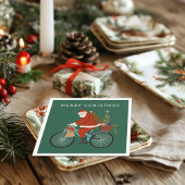 Illustreerde Kerstman die een aangepaste fietskleu Servet