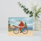 Illustreerde kerstman die een feestdag voor fietsz feestdagenkaart (Staand voorkant)