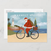 Illustreerde kerstman die een feestdag voor fietsz feestdagenkaart (Voorkant / Achterkant)