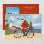 Illustreerde kerstman die een feestdag voor fietsz feestdagenkaart (Voorkant / Achterkant)