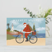 Illustreerde kerstman die een feestdag voor fietsz feestdagenkaart (Staand voorkant)