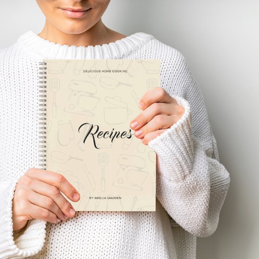 Illustreerde keukengerei Aangepaste ontvangst N Notitieboek