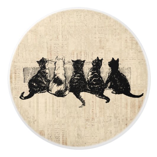 Illustreerde Kittens met Tan Script-achtergrond Keramische Knop (Voorkant)
