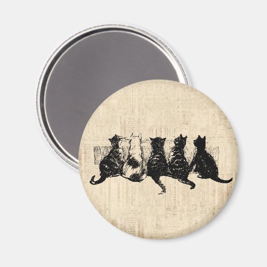 Illustreerde Kittens met Tan Script-achtergrond Magneet (Voorkant / Achterkant)