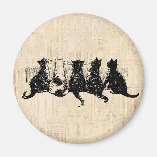 Illustreerde Kittens met Tan Script-achtergrond Magneet (Voorkant)