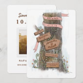 Illustreerde landenboomstam sparen de datum save the date (Voorkant / Achterkant)