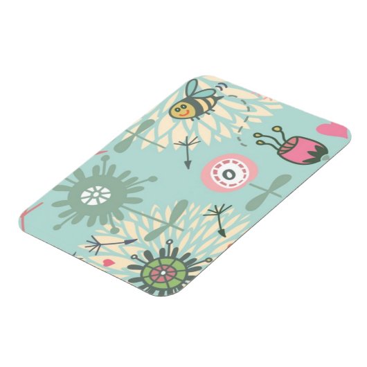 Illustreerde lentbloemen en bijen magneet (Linkerzijde)