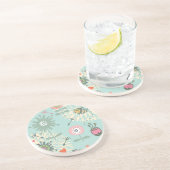 Illustreerde lentbloemen en bijen zandsteen onderzetter (Zijkant)