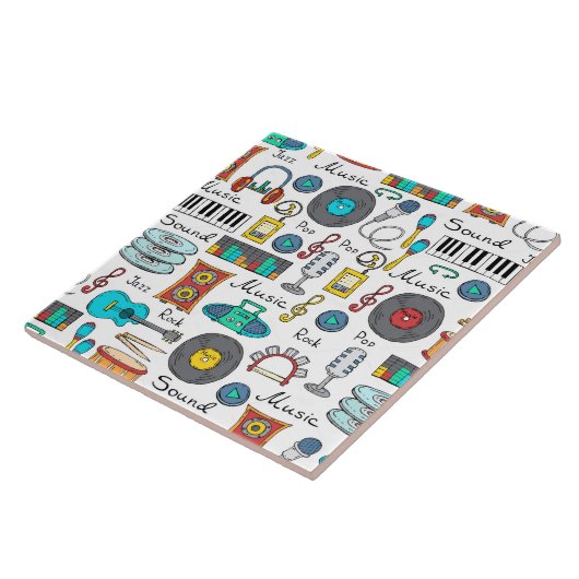 Illustreerde muziekobjecten tegeltje (Zijkant)