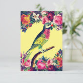 Illustreerde  papegaaien en bloemen kaart (Staand voorkant)