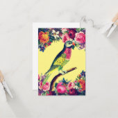 Illustreerde  papegaaien en bloemen kaart (Voorkant / Achterkant in situ)