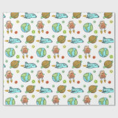 Illustreerde raketten in Kinder ruimtetekens Cadeaupapier (Vlak)