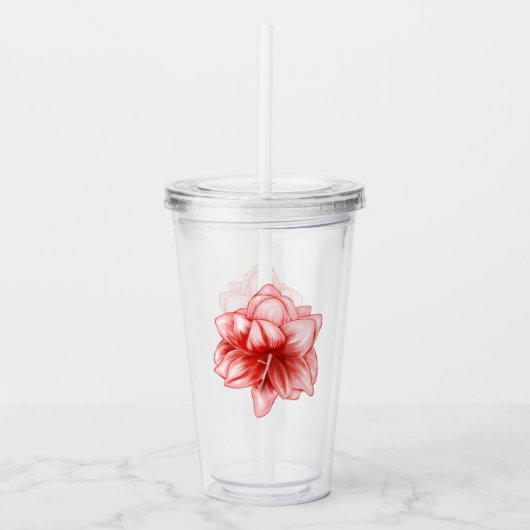Illustreerde roze en witte amaryllis acryl drinkbeker (Voorkant)