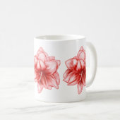 Illustreerde roze en witte amaryllis koffiemok (Voorkant rechts)