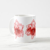 Illustreerde roze en witte amaryllis koffiemok (Voorkant links)