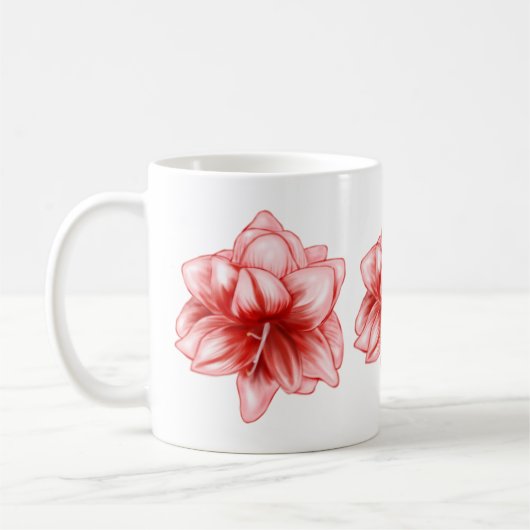 Illustreerde roze en witte amaryllis koffiemok (Links)
