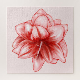 Illustreerde roze en witte amaryllis legpuzzel