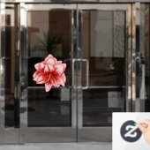 Illustreerde roze en witte amaryllis raamsticker (Kantoordeur)