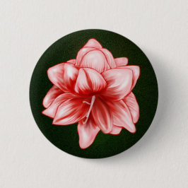 Illustreerde roze en witte amaryllis ronde button 5,7 cm