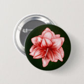 Illustreerde roze en witte amaryllis ronde button 5,7 cm (Voorkant /achterkant)