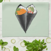 Illustreerde Sushi Handroll Theedoek (Gevouwen)