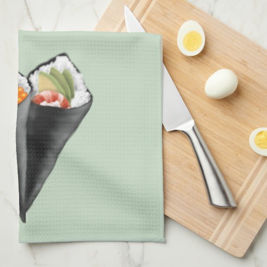 Illustreerde Sushi Handroll Theedoek (Quarter Fold)