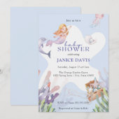 Illustreerde uitnodiging voor Mermaid Baby shower (Voorkant / Achterkant)