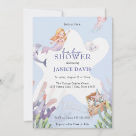 Illustreerde uitnodiging voor Mermaid Baby shower