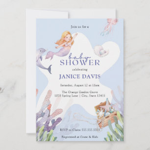 Illustreerde uitnodiging voor Mermaid Baby shower