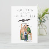 Illustreerde Waterverf Black Couple Bride Groom Kaart (Staand voorkant)