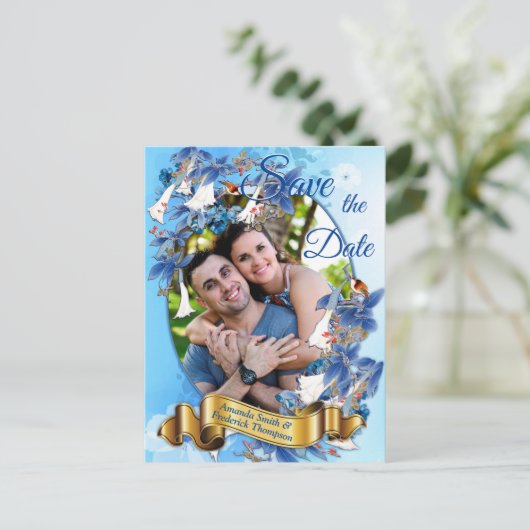 Illustreerde Waterverf Moon-flower Sla de datum op Aankondigingskaart (Staand voorkant)