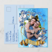 Illustreerde Waterverf Moon-flower Sla de datum op Aankondigingskaart (Voorkant / Achterkant)