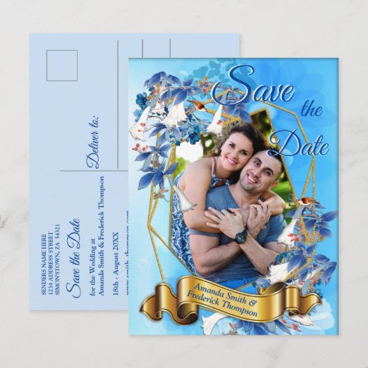 Illustreerde Waterverf Moon-flower Sla de datum op Aankondigingskaart (Voorkant / Achterkant)